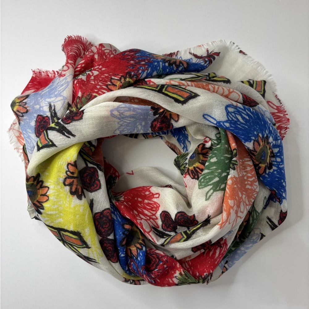 Multicolor Floral Print Women's Scarf - Lightweight Fashion Wrap